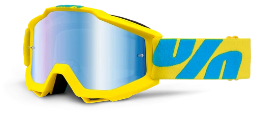 100% Accuri Fiji/Mirror Blue Lens мотоочки, желто-синий, зеркальная синяя линза