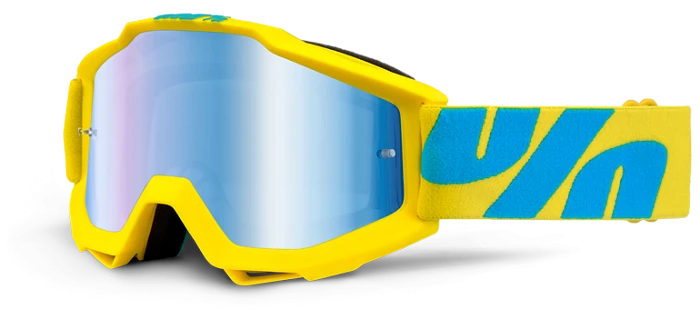 100% Accuri Fiji/Mirror Blue Lens мотоочки, желто-синий, зеркальная синяя линза