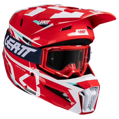 Leatt Kit Moto 3.5 V25 Red шлем кроссовый + Vizion 3.5 мотоочки, красный