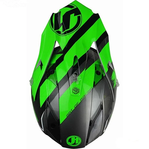 Just1 J32 PRO Kick шлем кроссовый, черно-салатовый