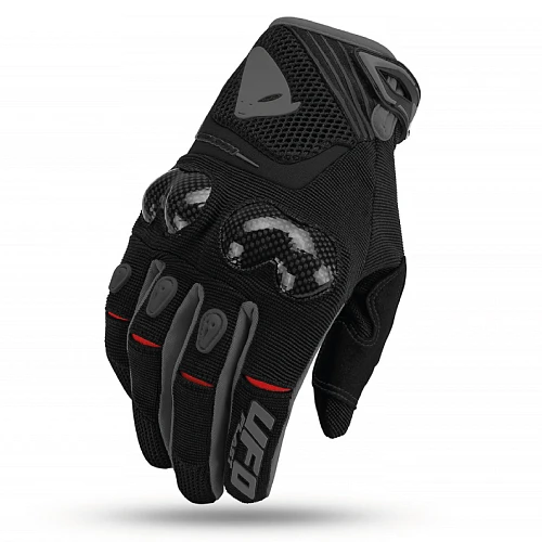 UFO Carbon Black/Gray мотоперчатки с защитой, черно-серый