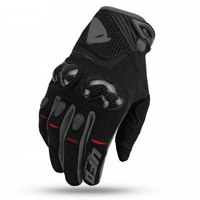 UFO Carbon Black/Gray мотоперчатки с защитой, черно-серый