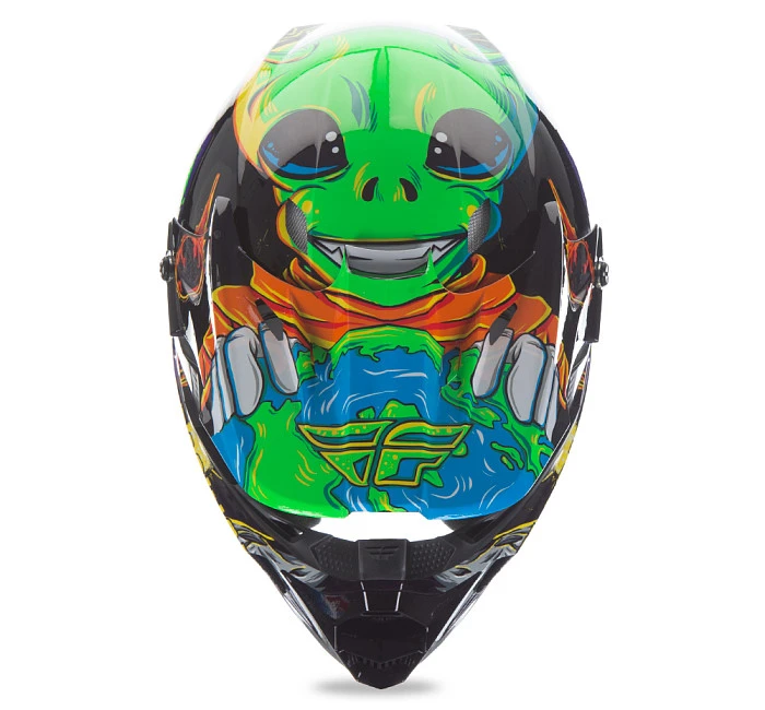 Fly Racing Kinetic Invazion Youth шлем кроссовый подростковый, зелено-черный