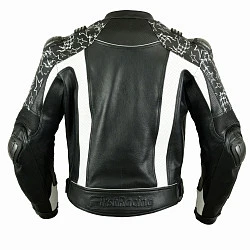 First Mach-2 WHT кожаная мотокуртка с защитой, черно-белый
