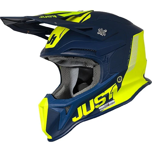 Just1 J18 Pulsar шлем кроссовый, желто-синий матовый