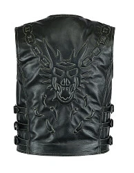 First V704 Жилет кожаный мужской с драконом