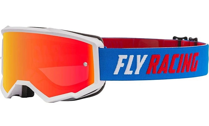 Fly Racing Zone 2020 мотоочки, сине-бело-красный, красная зеркальная линза