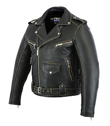 First M780CRO Косуха мужская, состаренная мягкая кожа 1.5мм, черный