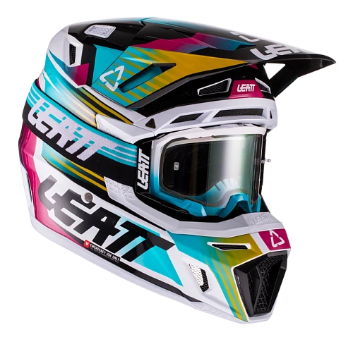 Leatt Kit Moto 8.5 V22 Aqua шлем кроссовый + Velocity 5.5 мотоочки