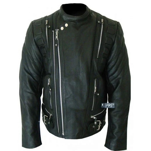 First M510 Куртка мужская кожаная с косой молнией, 4XL-5XL