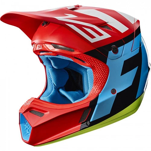 Fox Racing V3 Creo шлем кроссовый, красно-сине-желтый