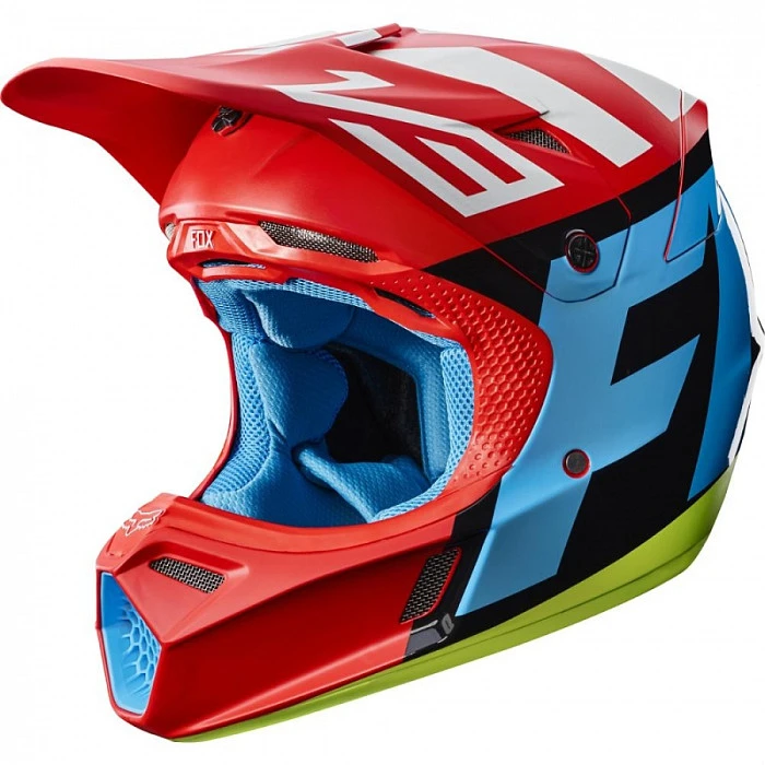 Fox Racing V3 Creo шлем кроссовый, красно-сине-желтый