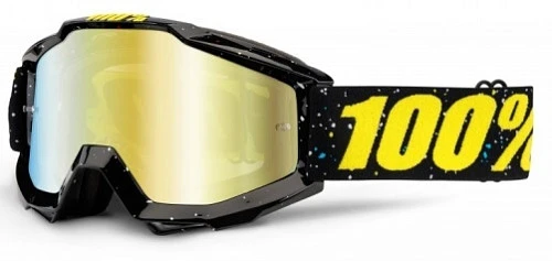 100% Accuri Skylar Black/Mirror Gold Lens мотоочки, черно-желтый