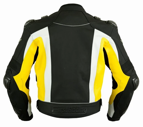 First Mach-2 YEL кожаная мотокуртка с защитой, черно-желтый