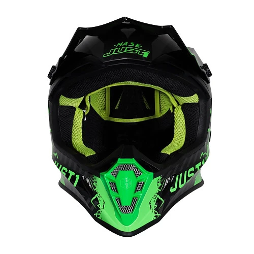 Just1 J38 Mask шлем кроссовый, зелено-серо-черный