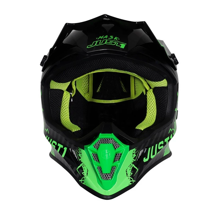 Just1 J38 Mask шлем кроссовый, зелено-серо-черный