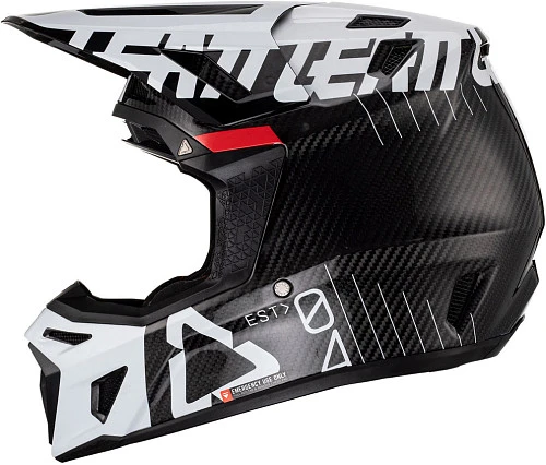 Leatt Kit Moto 9.5 Carbon V24 White шлем кроссовый + Velocity 6.5 мотоочки, белый