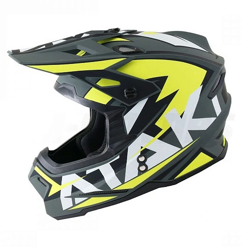 Ataki JK801 Rampage шлем кроссовый, серо-желтый матовый