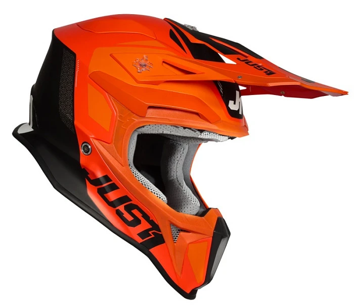 Just1 J18 Pulsar Orange-White-Black Gloss шлем кроссовый