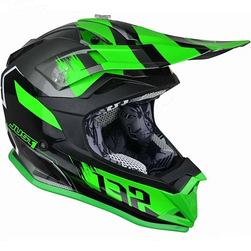 Just1 J32 PRO Kick шлем кроссовый, черно-салатовый