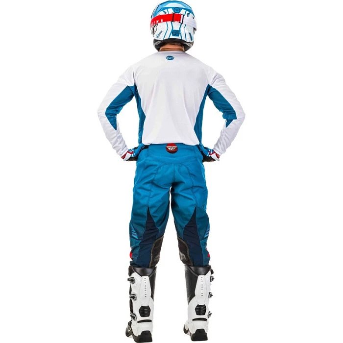 Fly Racing Kinetic K220 2020 мотоштаны, бело-сине-красный