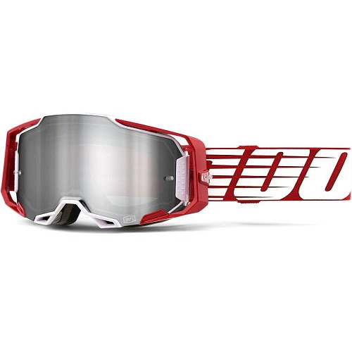 100% Armega Oversized Deep Red/Flash Silver Lens мотоочки