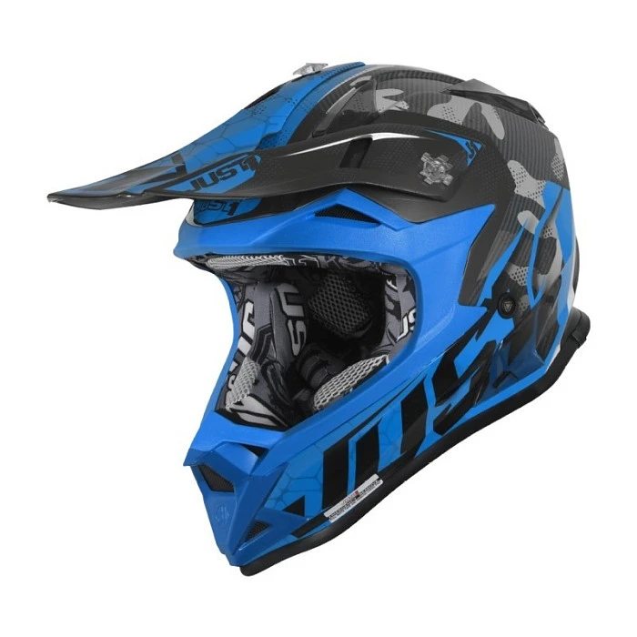 Just1 J32 SWAT Camo Blue Fluo шлем кроссовый, сине-черный