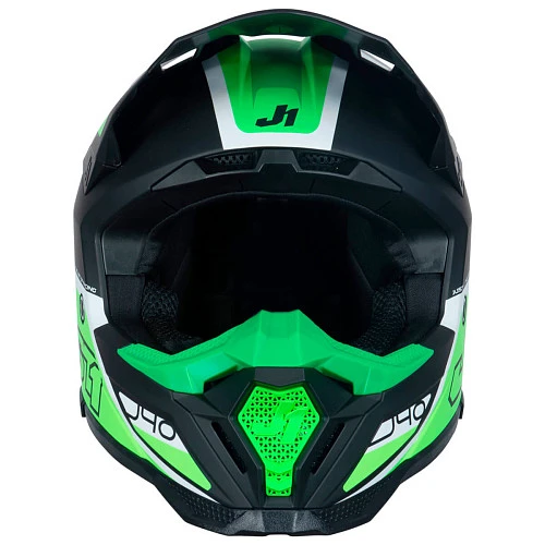 Just1 J40 Flash Fluo Green White Black шлем кроссовый, зелено-бело-черный