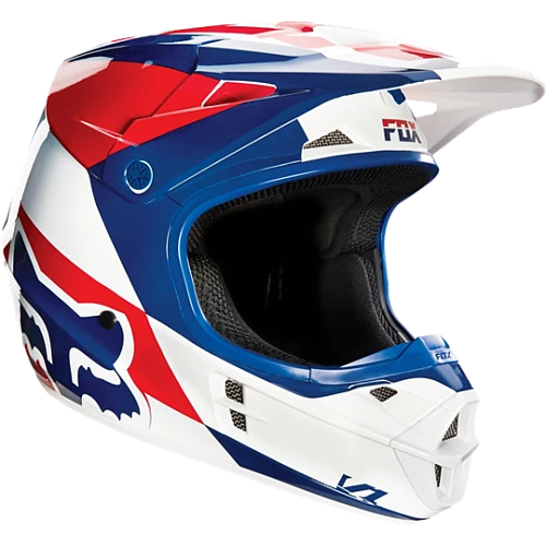 Fox Racing V1 Mako шлем кроссовый, сине-бело-красный