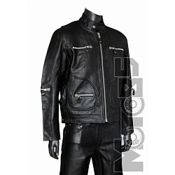 First M710CC Куртка кожаная с прямой молнией и клепками, 4XL-5XL