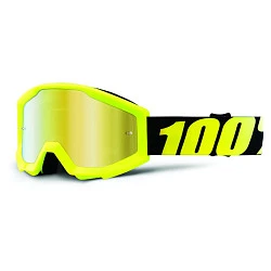100% Strata JR Neon Yellow Mirror Gold Lens мотоочки подростковые
