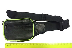 Мотокутюрье сумка на пояс, кожзам, черный