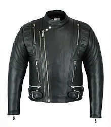 First M510 Куртка мужская кожаная с косой молнией, 4XL-5XL