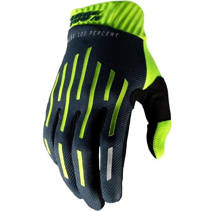 100% Ridefit Fluo Yellow/Charcoal мотоперчатки