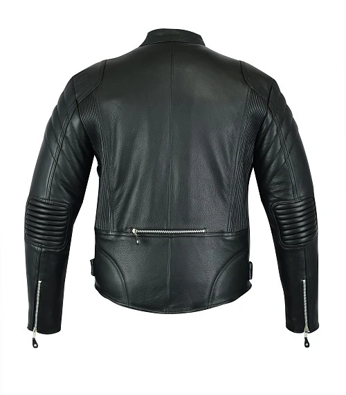 First M510 Куртка мужская кожаная с косой молнией, 4XL-5XL