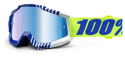 100% Accuri Sundance Mirror Blue Lens мотоочки, сине-желтый, зеркальная синяя линза