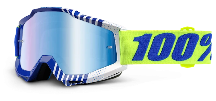 100% Accuri Sundance Mirror Blue Lens мотоочки, сине-желтый, зеркальная синяя линза