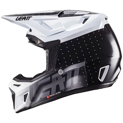 Leatt Kit Moto 8.5 V24 Black/White шлем кроссовый + Velocity 5.5 мотоочки, черно-белый