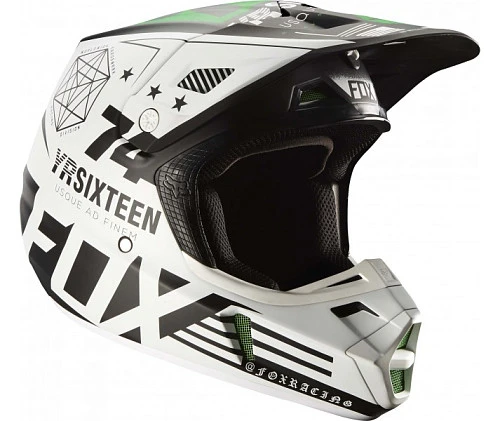 Fox Racing V2 Union SE шлем кроссовый, бело-черно-зеленый