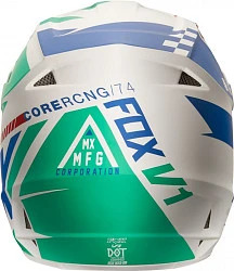 Fox Racing V1 Sayak 2018 Youth шлем подростковый, бело-сине-зеленый
