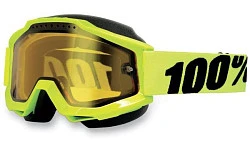100% Accuri Snow Fluo/Yellow Vented Dual Lens w/Pins очки снегоходные, желтый