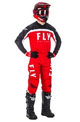 Fly Racing F-16 2020 мотоштаны, красно-бело-черный
