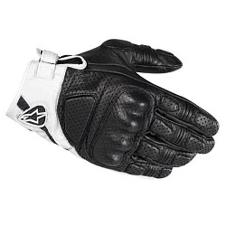 Alpinestars Mustang мотоперчатки кожаные перфорированные с защитой, черно-белый