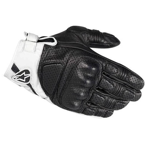 Alpinestars Mustang мотоперчатки кожаные перфорированные с защитой, черно-белый