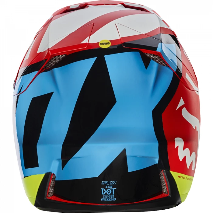 Fox Racing V3 Creo шлем кроссовый, красно-сине-желтый