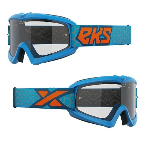 EKS Brand XGROM Youth Cyan Blue/Flo Orange / Clear Lens мотоочки подростковые
