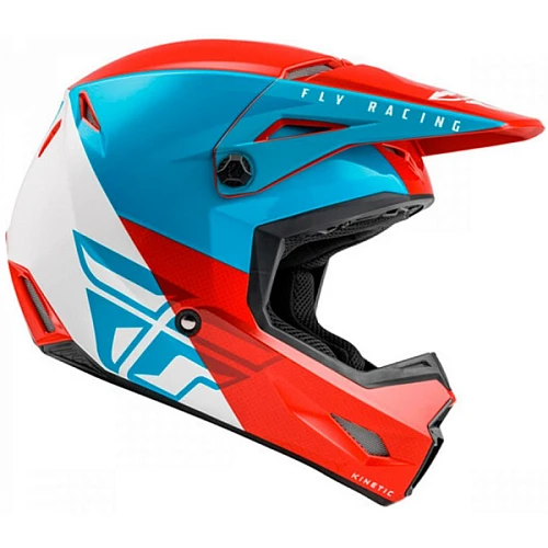 Fly Racing Kinetic Straight Edge шлем кроссовый детский, красно-бело-синий