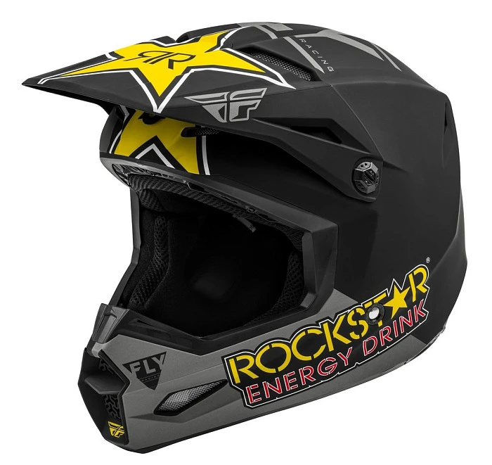 Fly Racing Kinetic Rockstar шлем кроссовый, серо-черно-желтый матовый