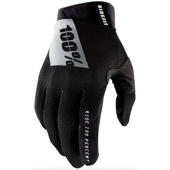 100% Ridefit Black/White мотоперчатки, черно-белый