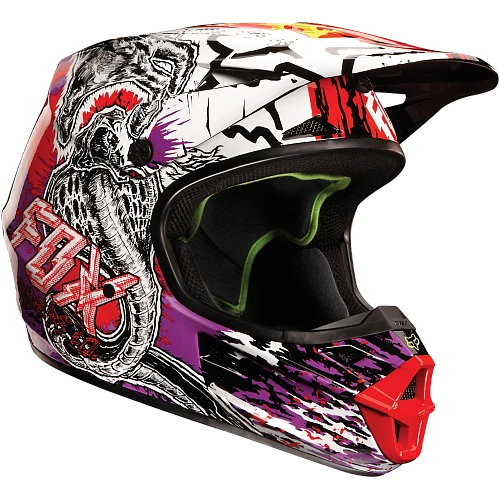Fox Racing V1 Pestilence шлем кроссовый, черно-красно-фиолетовый